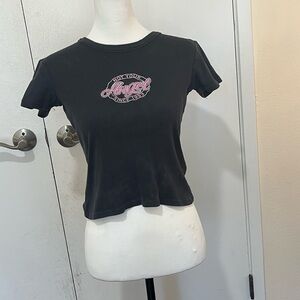 Brandy Melville Black Angel Graphic Crop Top